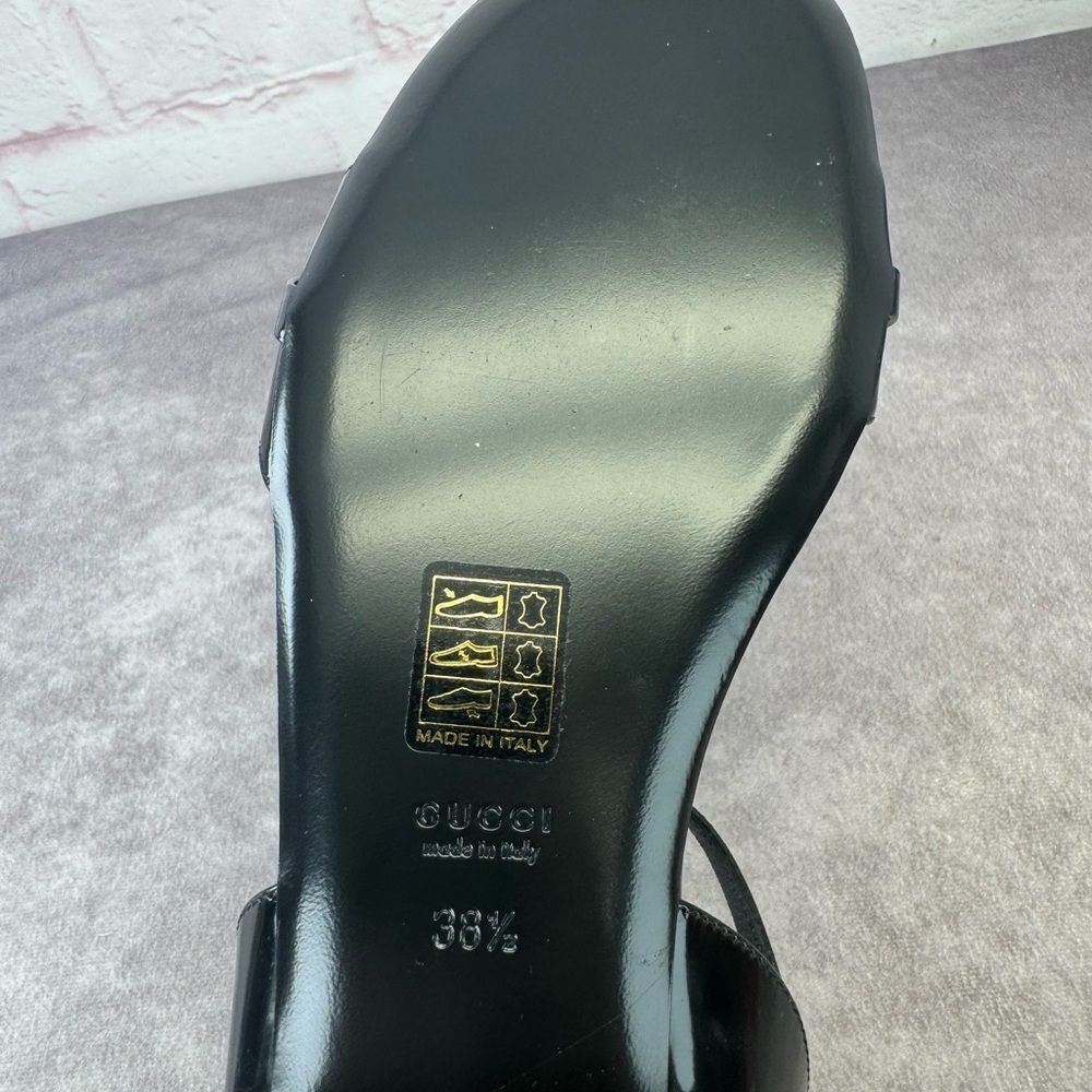 Gucci NIB Horsebit Black Patent Sandals Flats 38.5 - Picture 10 of 12